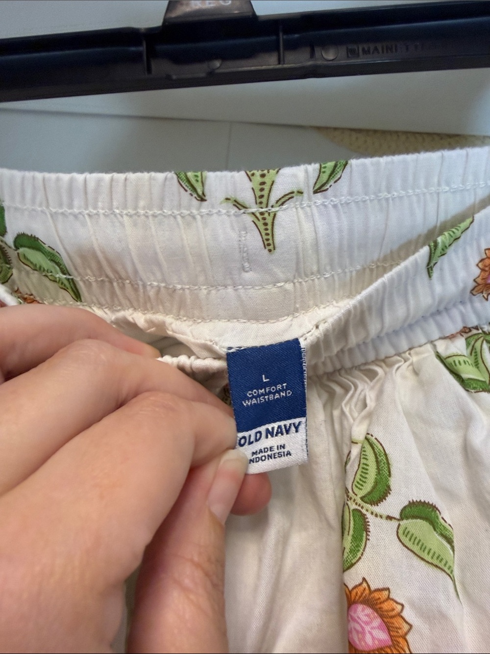 Old Navy White Floral Drawstring Athletic Shorts with Orange Flowers - Picture 2 of 5